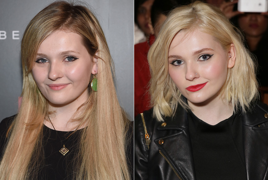 Abigail Breslin - słodka gwiazda breakoutów z Little Miss Sunshine - jest dorosła!  Teraz 18-latek zrobił duże włosy ze świeżutką platynową bobą, która była o wiele krótsza niż długie, złote zamki z zaledwie kilku dni wcześniej.  Jeszcze cieplej: aktorka spasowała obfite nowe cięcie z seksownym kocim okiem i odważnymi czerwonymi ustami dla bardziej rocker-esque vibe.
