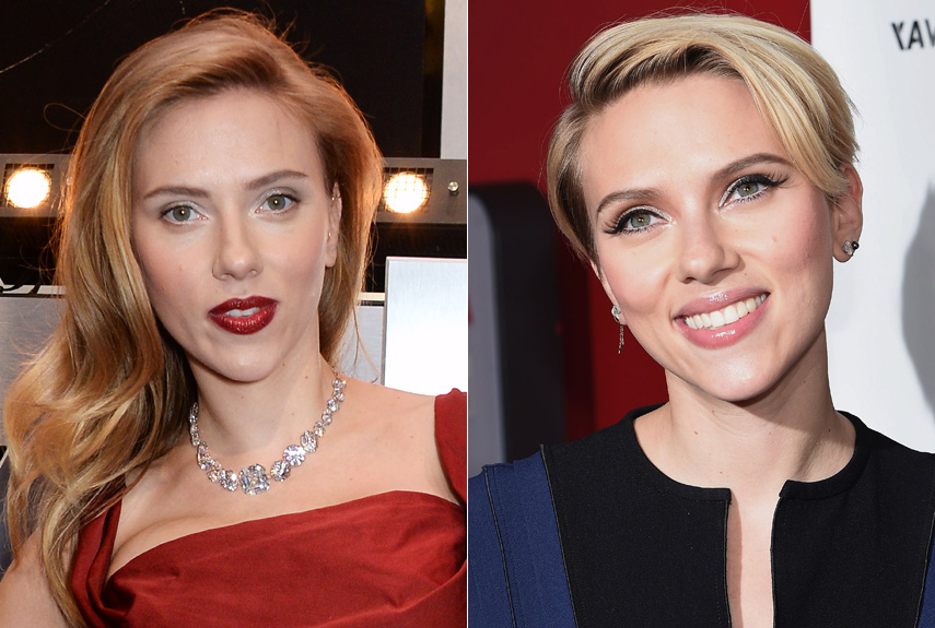 Teraz, kiedy przyjęła swoje pierwsze dziecko, Johansson wziął włosy do węża - i to wygląda niesamowicie.  Jasniejszy kolor i łatwy boczny styl pokazują jej nowy mommy blask do perfekcji.
