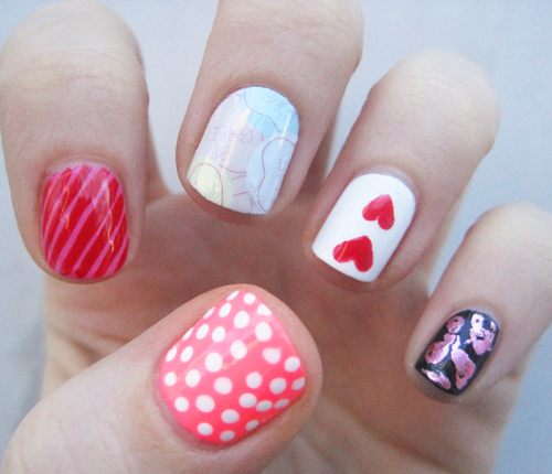 If you can't decide one just one design to do, why not try five different ones? This variety of Valentine's Day nail art is perfect for the most indecisive mani lovers.
</p><p>See more at Birchbox »
</p><p>