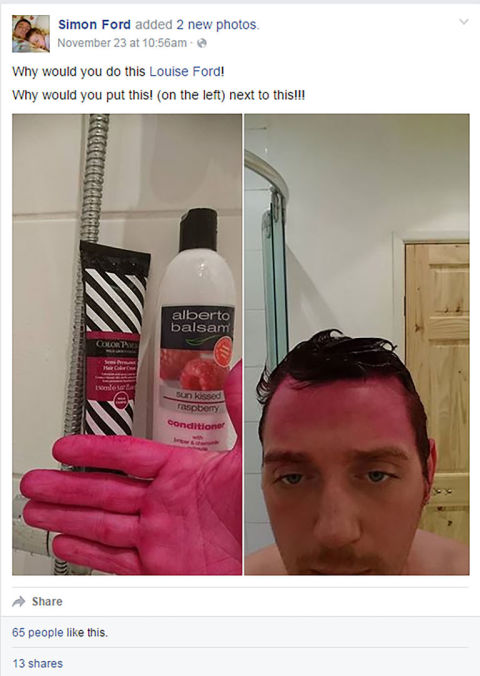 Hilarious Hair Dye Fails Funny Botched Jobs Simon Ford Decided To Sneak A Little Of His Wife S Pricey Shampoo Completely Oblivious One Important Detail The Was Actually Hair Dye That