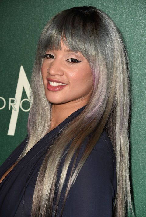 Get in on the blunt bangs trend and the silver hair trend simultaneously with this fresh look.
