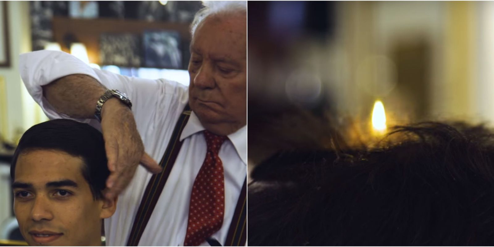 This Barber Cuts Hair Using Fire Franco Bompieri at Antica Barbieria