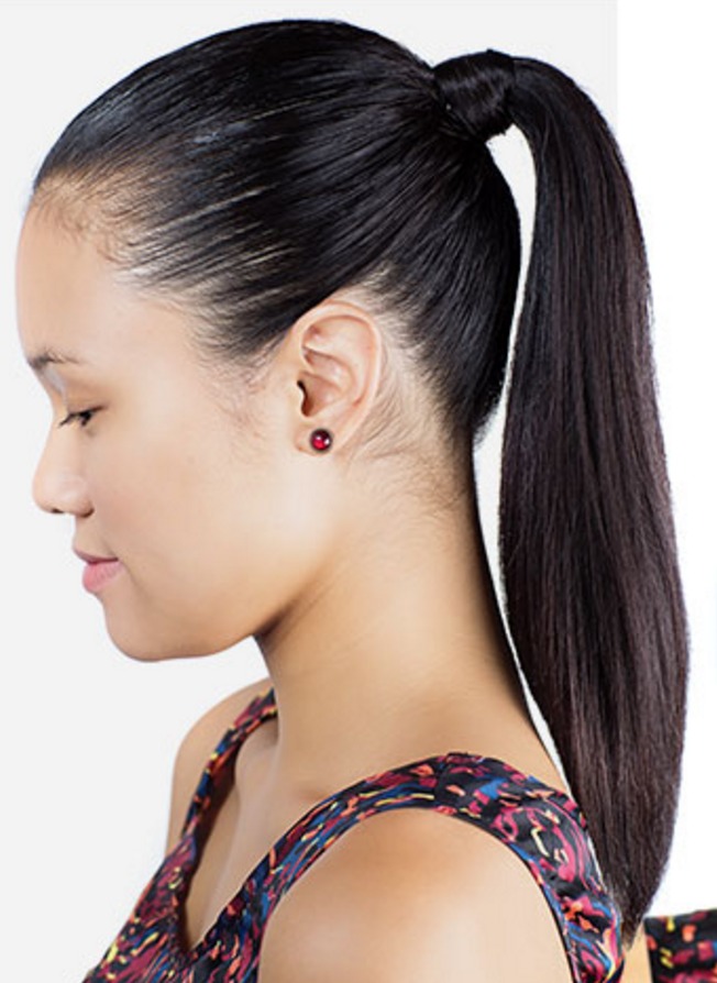 A simple ponytail with everything pilled back! 