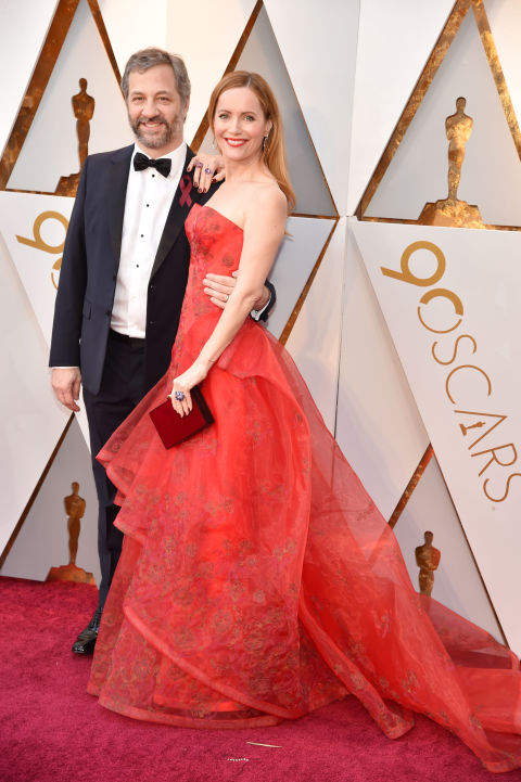 Leslie always brings her A game to the Oscars. Last year, she opted for a gorgeous yellow dress, this year it's all red.
