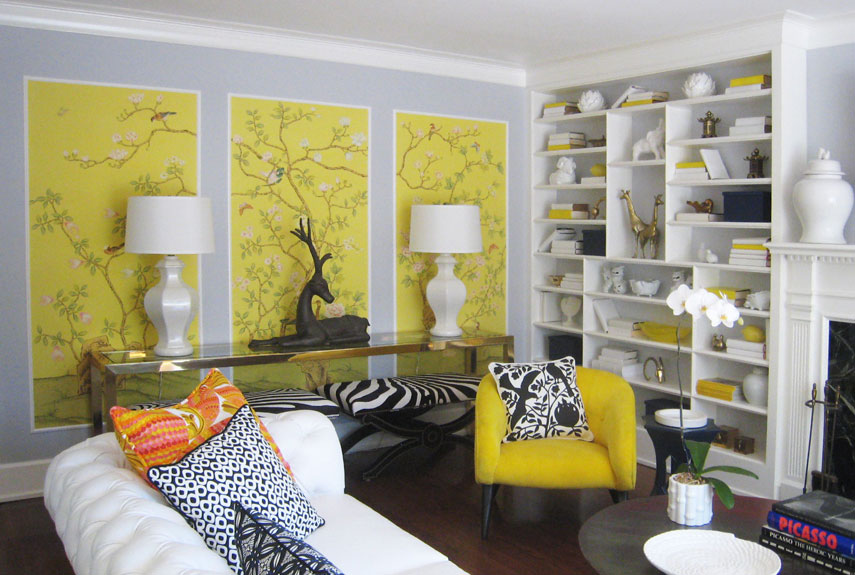 Salvage the end of a roll and turn it into a series of framed panels. Bonus: You can easily move them from room to room or house to house.