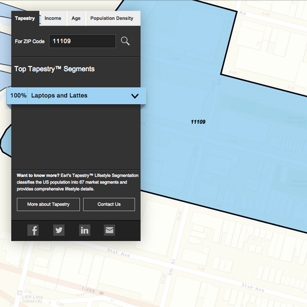 What Your Zip Code Says About You Esri Maps Out ZIP Code Demographics
