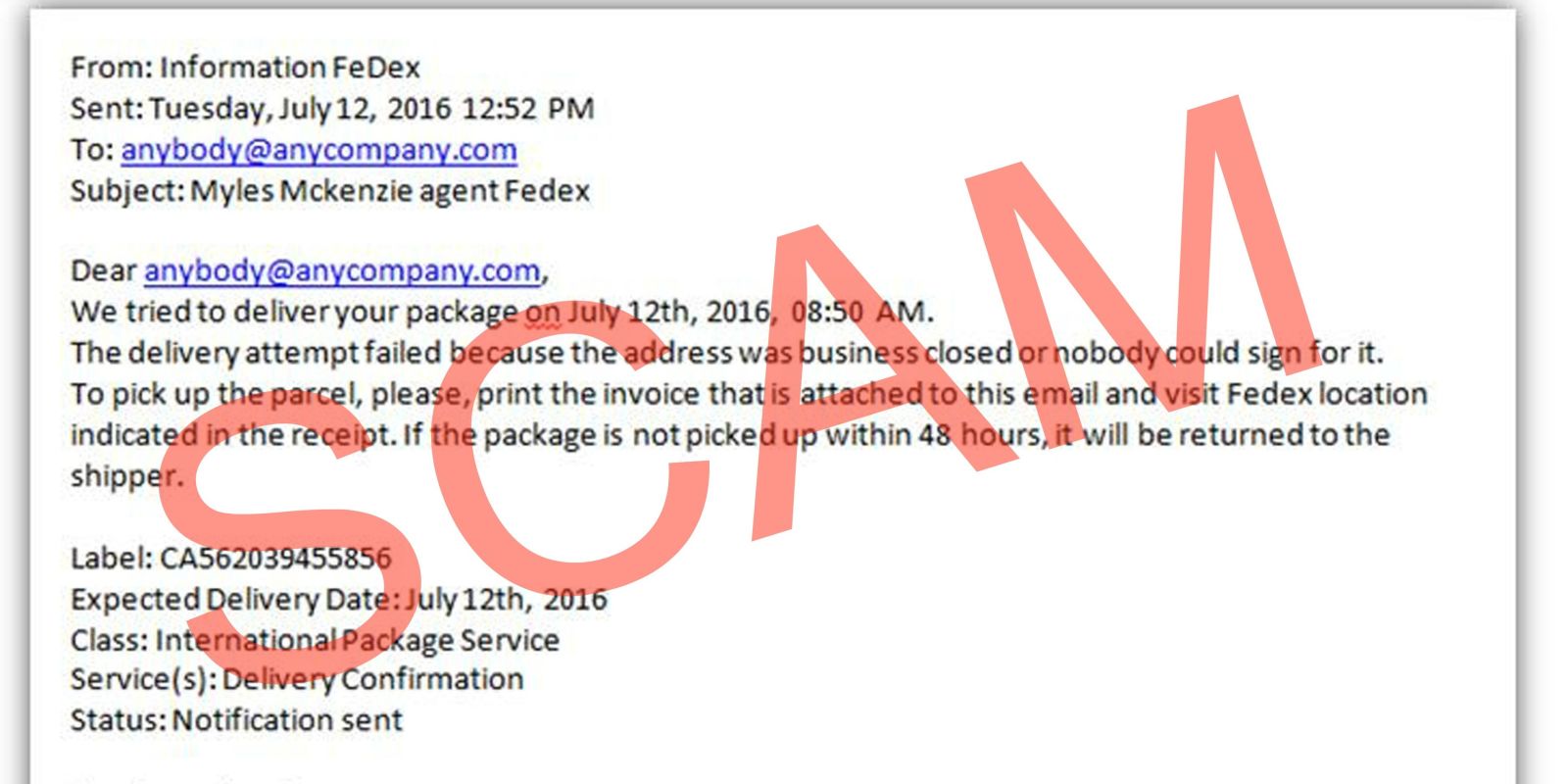 It is a graphic of Dynamite Email Fedex Label to Customer It is a picture of Dynamite Email Fedex Label to Customer